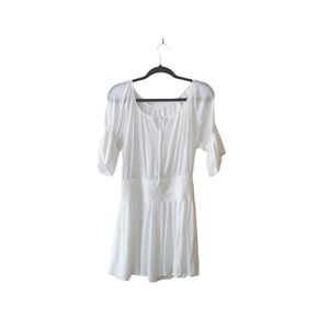 New York & Company White Keyhole Lace Balloon Sleeve Boho Mini Dress Sz S